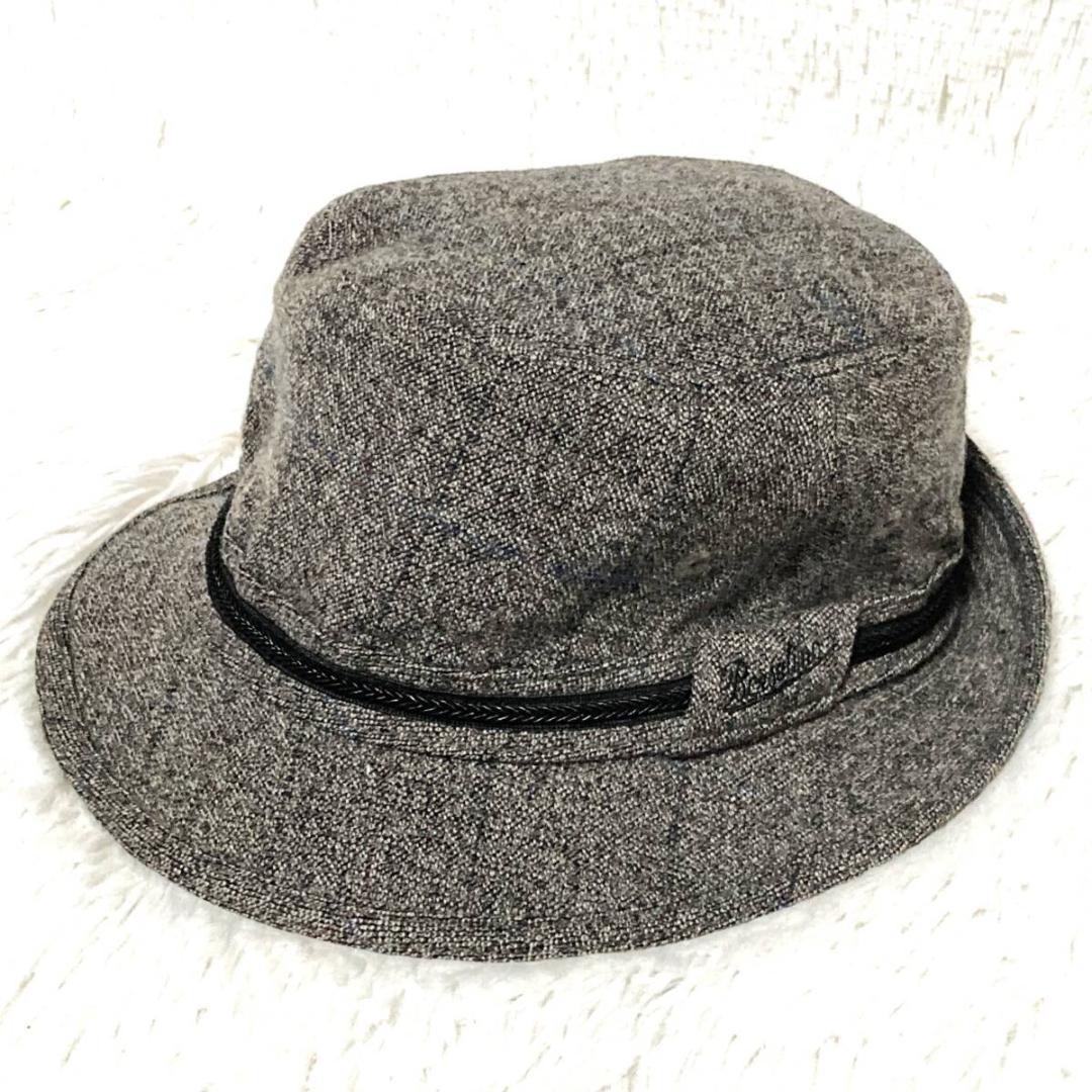 Borsalino★ゴマ塩ツイード 格子チェック バケットハット グレー帽子