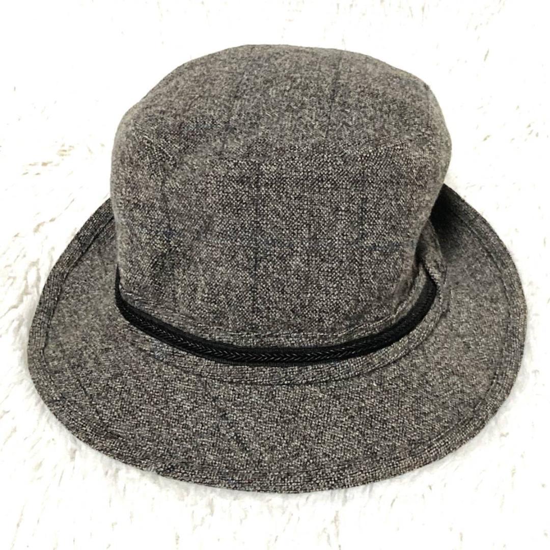 Borsalino★ゴマ塩ツイード 格子チェック バケットハット グレー