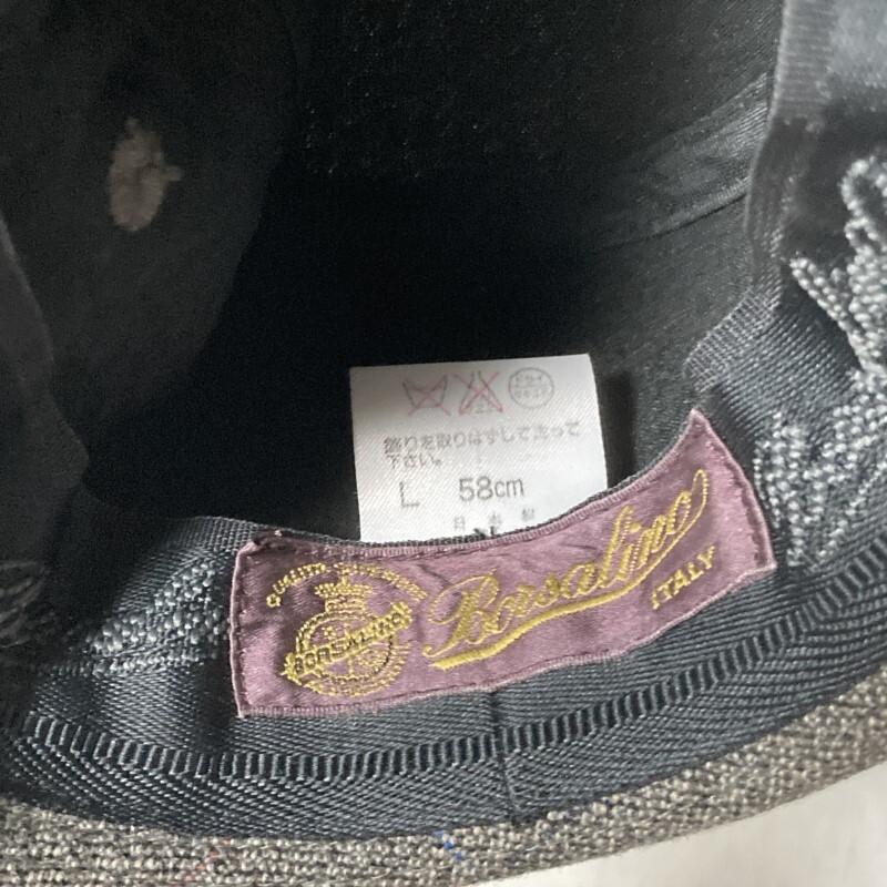 Borsalino★ゴマ塩ツイード 格子チェック バケットハット グレー