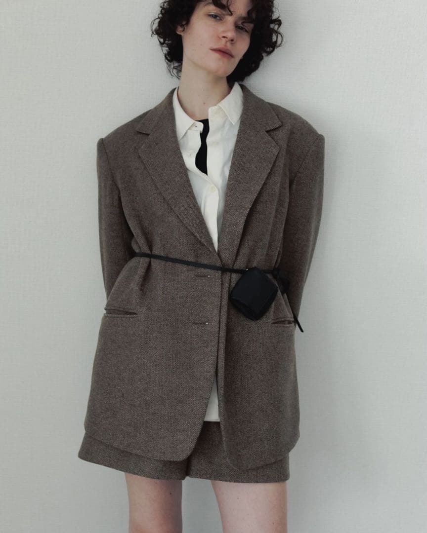 アンヌークジャケット anuke ヘリンボーンウールジャケット36 ベージュ SIZE TODAYFUL