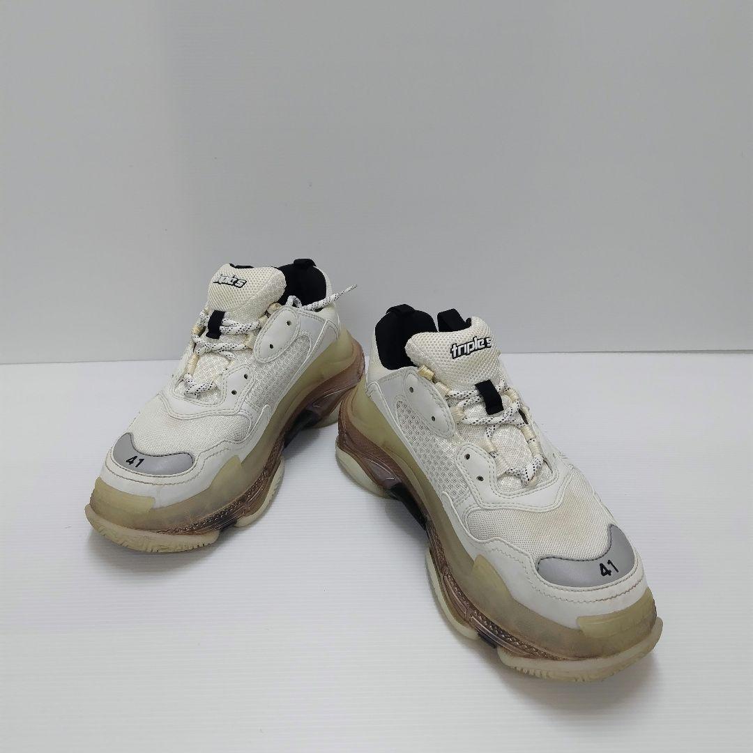 美品】BALENCIAGA Triple S クリアソール ホワイト41 - メルカリ