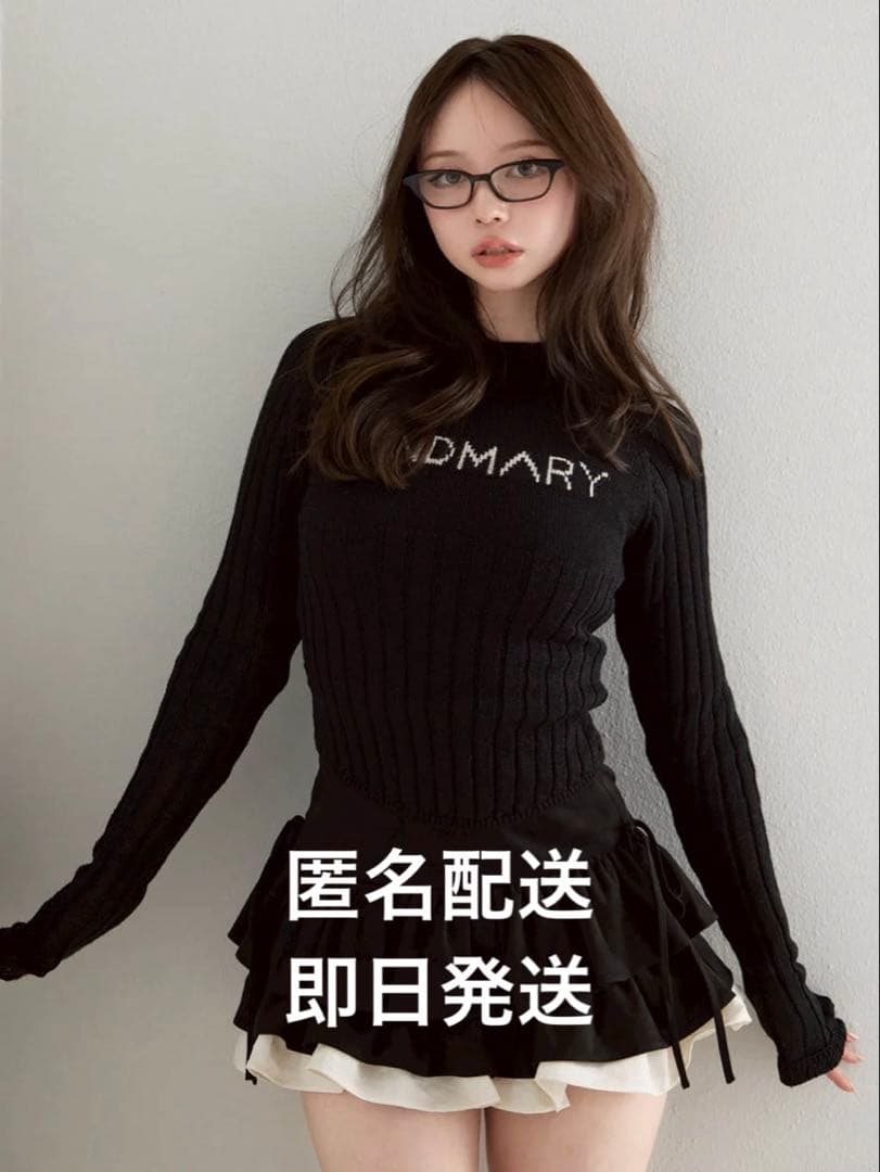 Mary logo knit tops andmary Black ②