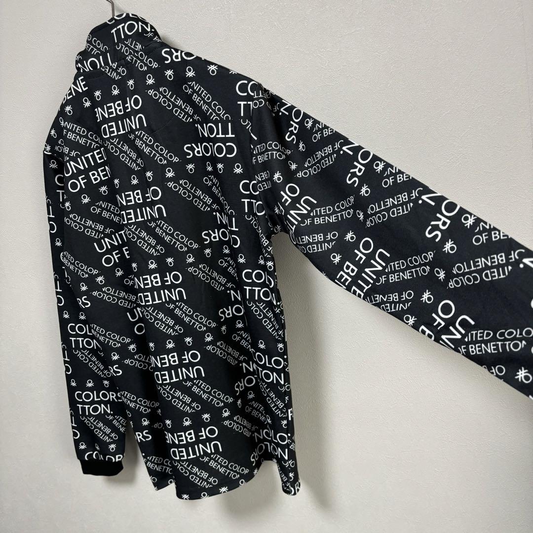 新品 BENETTON ベネトン ロンT shirt ハーフジップゴルフ 黒総柄