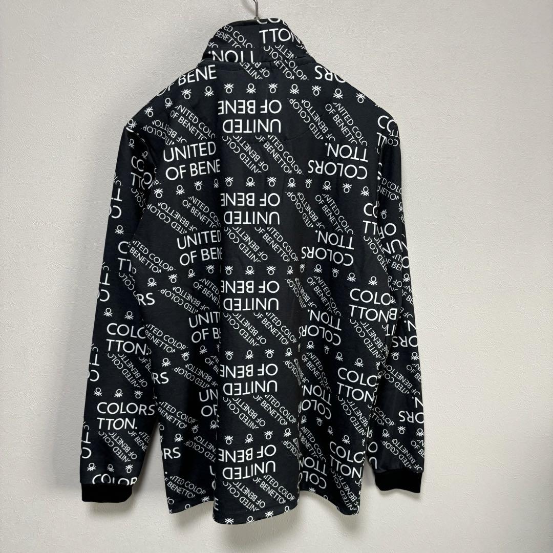 新品 BENETTON ベネトン ロンT shirt ハーフジップゴルフ 黒総柄