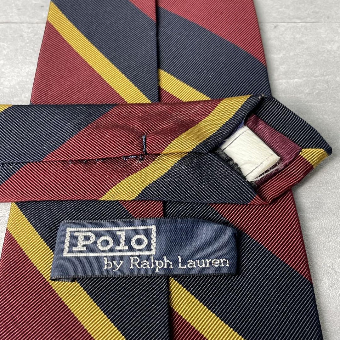 美品 Ralph Lauren ストライプ レジメンタル ネクタイ ネイビー