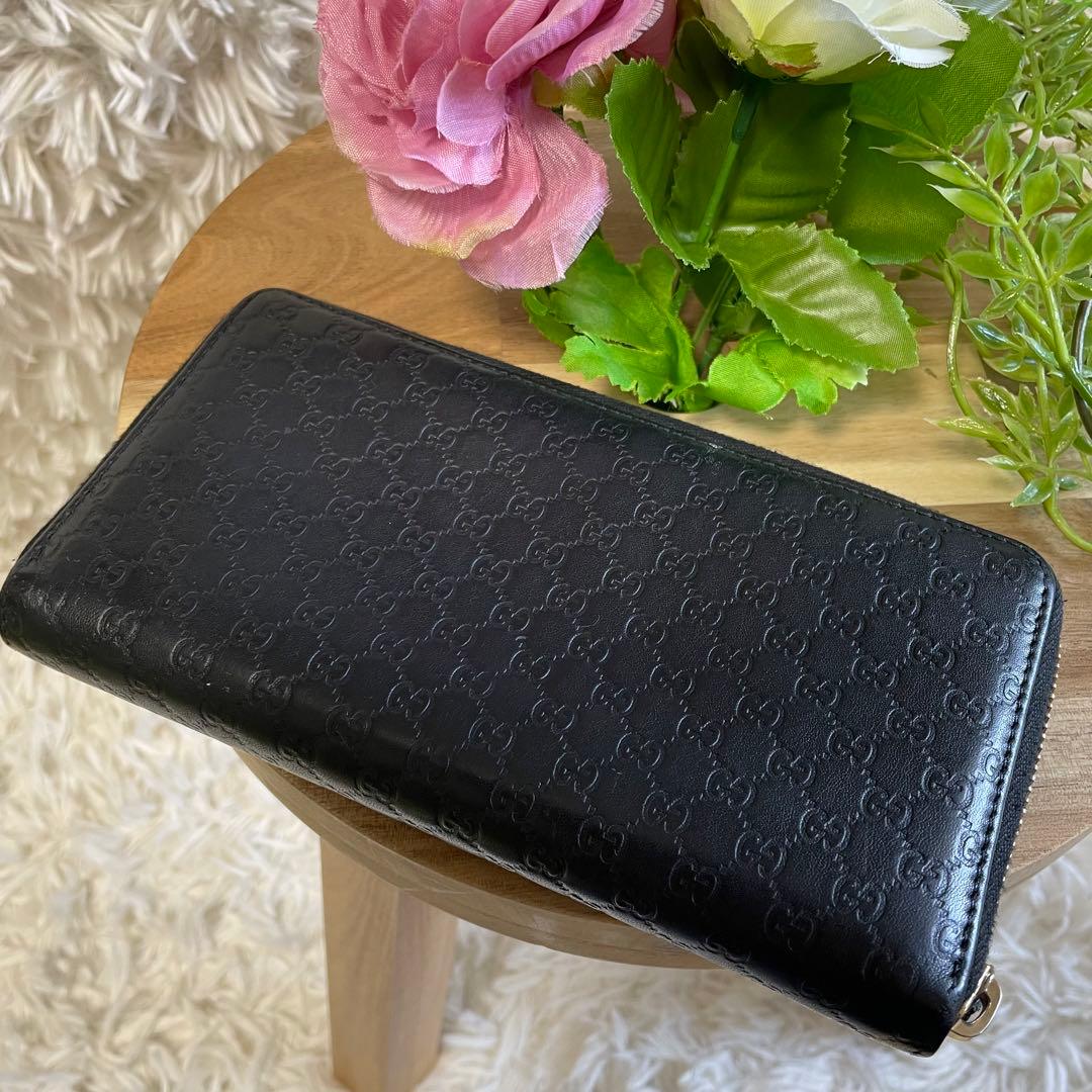 小物 GUCCI グッチ 長財布 シマ 総柄 ラウンドジップ アイコン GG柄