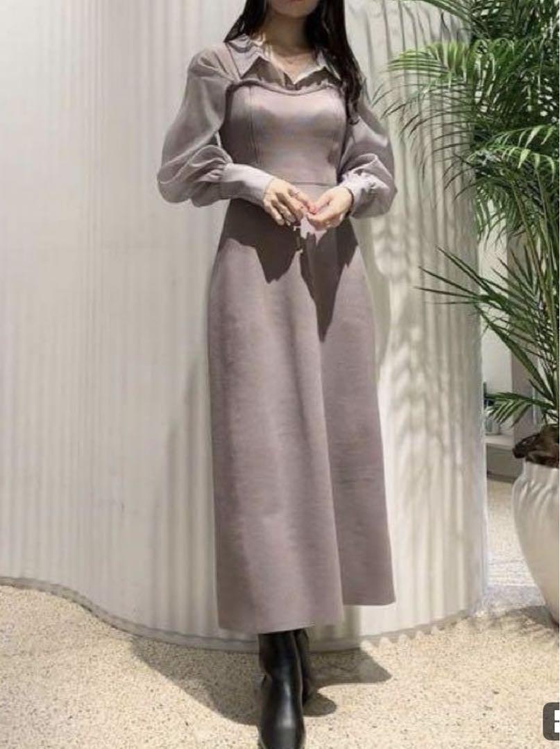 SNIDEL オーバーシャツドッキングニットワンピース