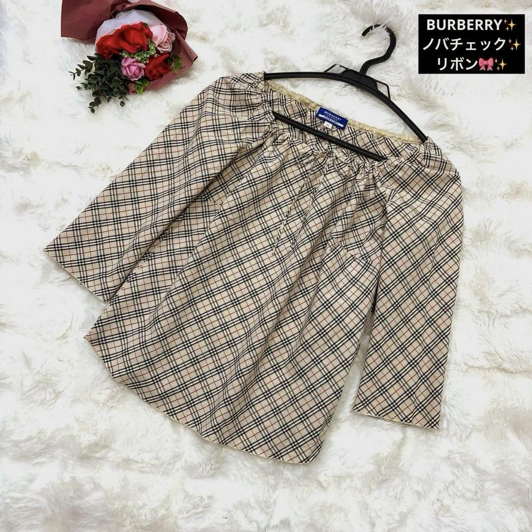 BURBERRY BLUE LABAL バーバリー ノバチェック リボンブラウス