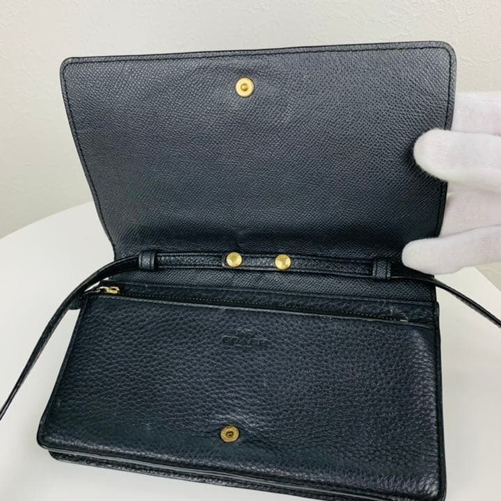 COACH コーチ ショルダーバッグ フォルドオーバー 財布 レザー 黒