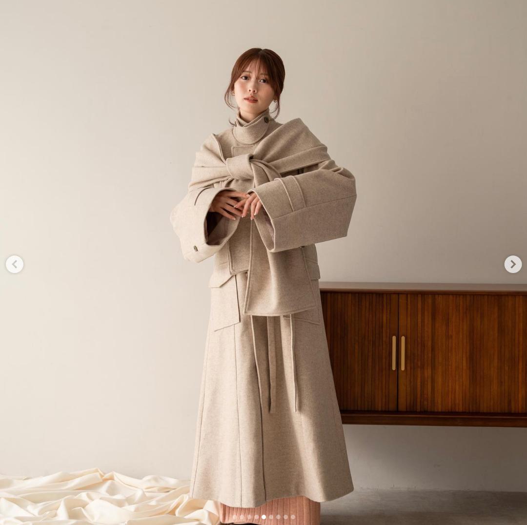 今ならほぼ即納！ mideal マイディール ショールロングコート フリーサイズ ジャケット・アウター