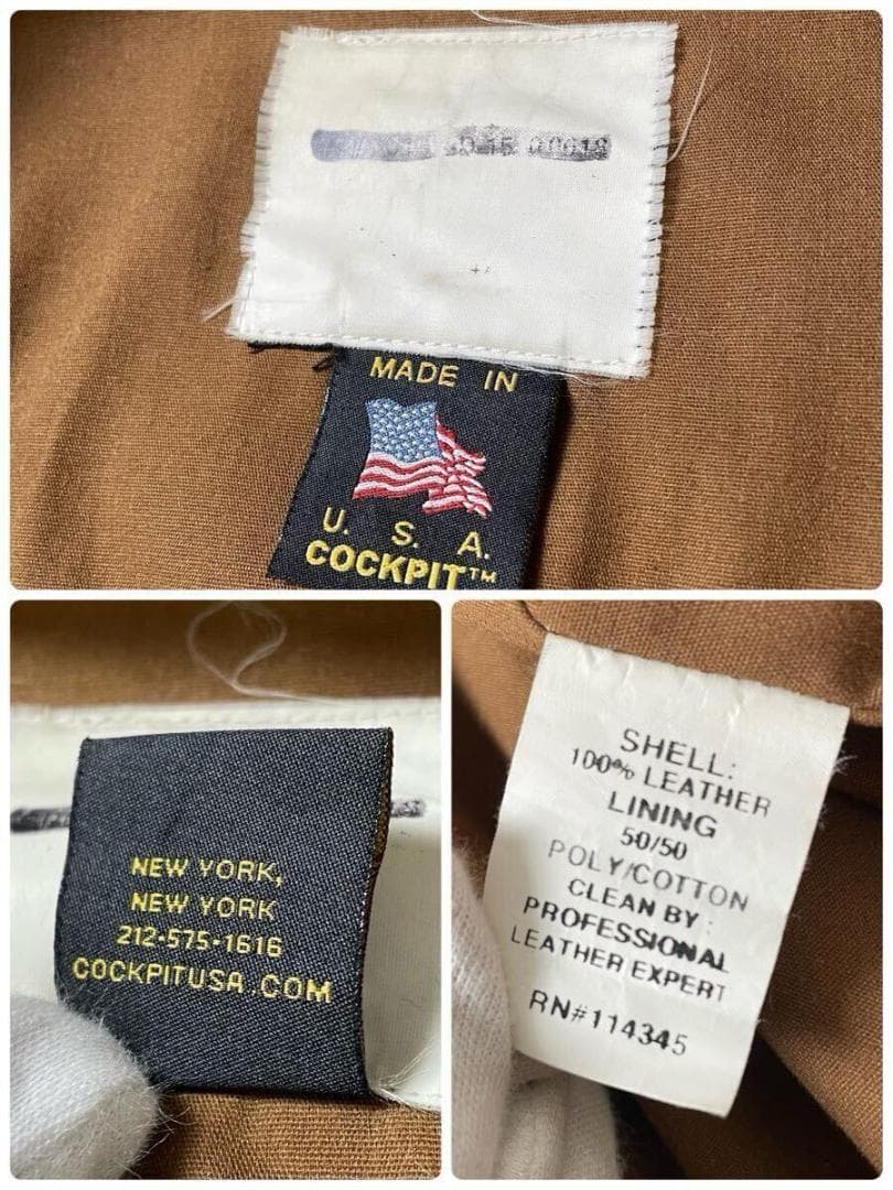 COCKPIT USA A-2 レザー フライトジャケット ブラウン COCKPIT USA A-2 レザー フライトジャケット ブラウン