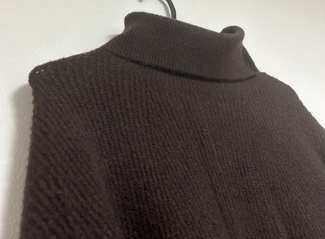 クリーニング済み　極美品　マレットメット　ブラウンニットポンチョ