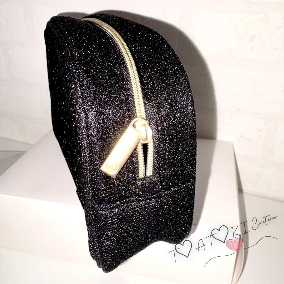 Chanel Black Suede Jewelry Travel Pouch Velvet Folding Hard