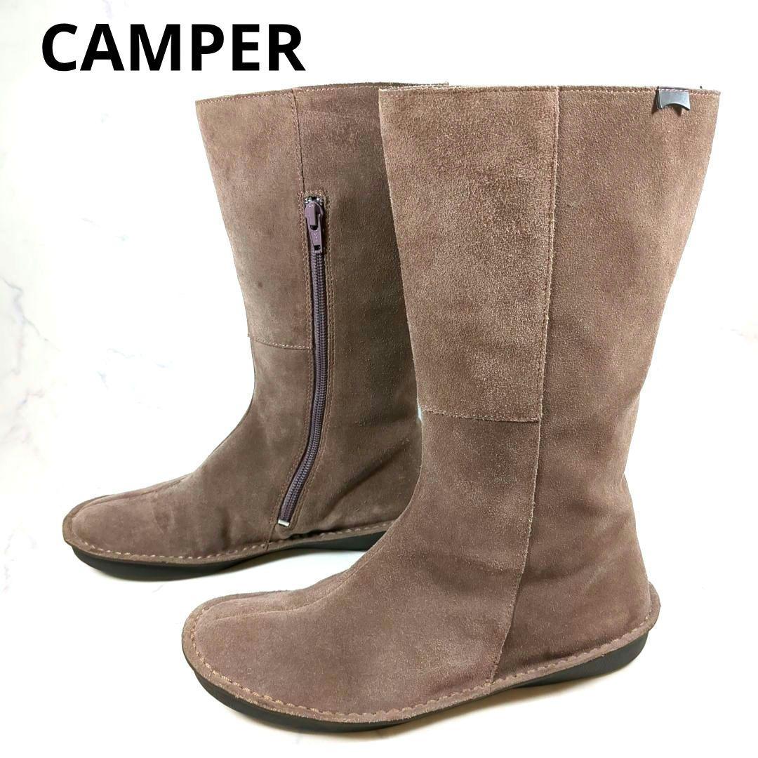 CAMPER カンペール スエードミドルブーツ 37 ブラウン系 サイドジップ