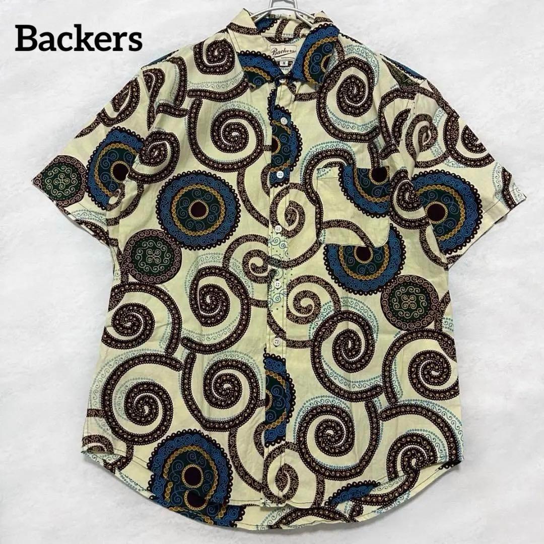 Backers バッカーズ アフリカン バティック 半袖シャツ M 幾何学模様