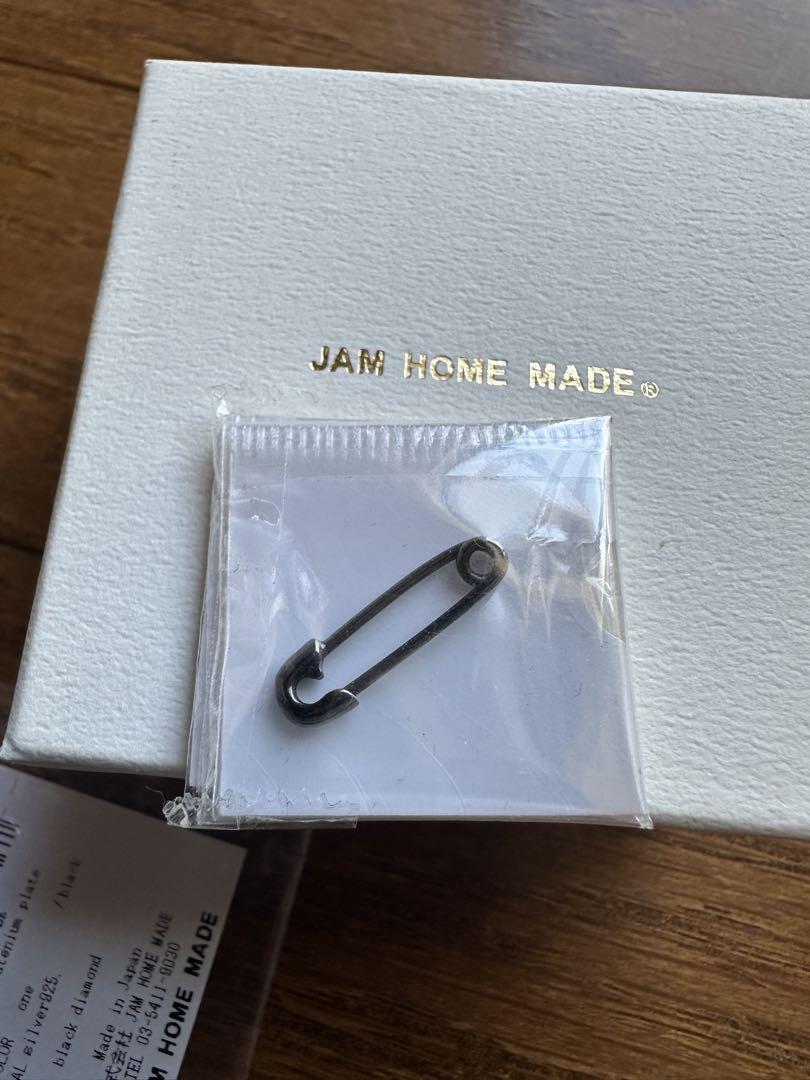 Jam home made 安全ピンダイヤモンドピアスブラック 片耳