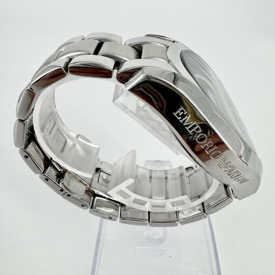 【新品電池】エンポリオアルマーニ クロノグラフ メンズ 腕時計 シルバー デイト 新品電池】Emporio Armani クロノグラフ メンズ シルバー 腕時計
