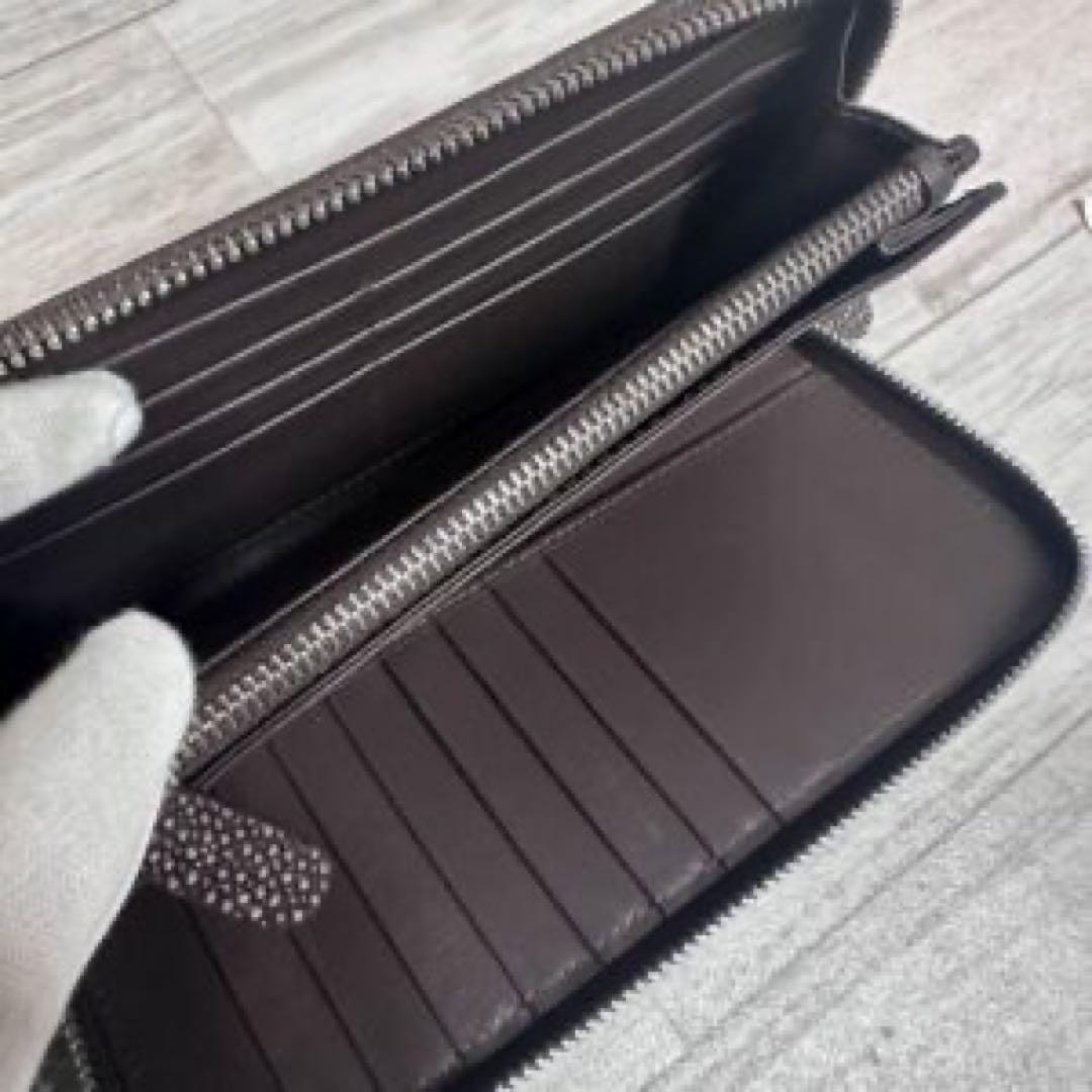 スティングレー 長財布 ポリッシュ加工 ウォレット ダークブラウン