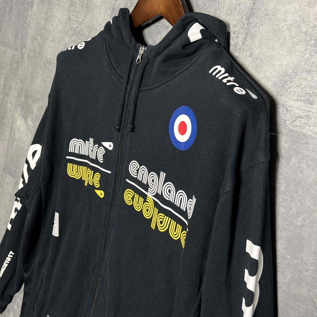 Mitre マイター　ENGLAND 派手ロゴ　フルジップパーカー　人気XL
