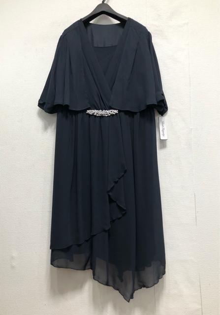 新品☆3L紺系♪ボレロ＆ビジュー付ワンピドレス♪結婚式・フォーマル☆b600