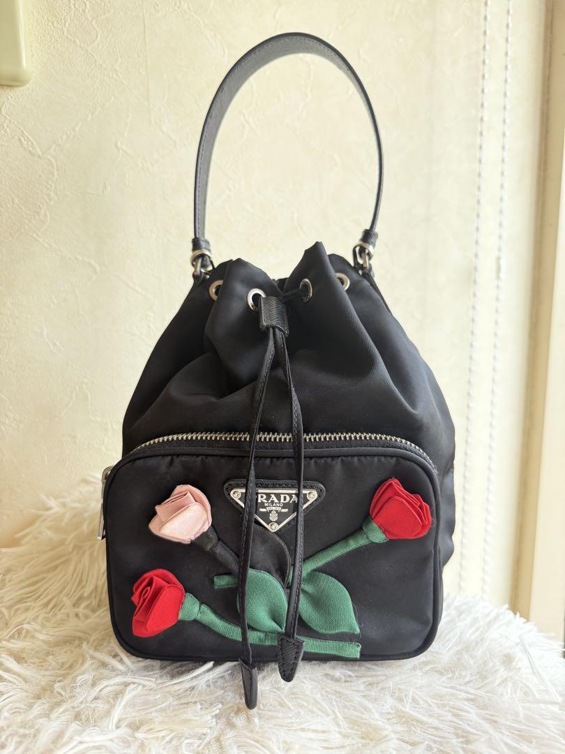 【極美品限定】PRADA ナイロンバケット フラワー付ハワイ東京限定 正規品