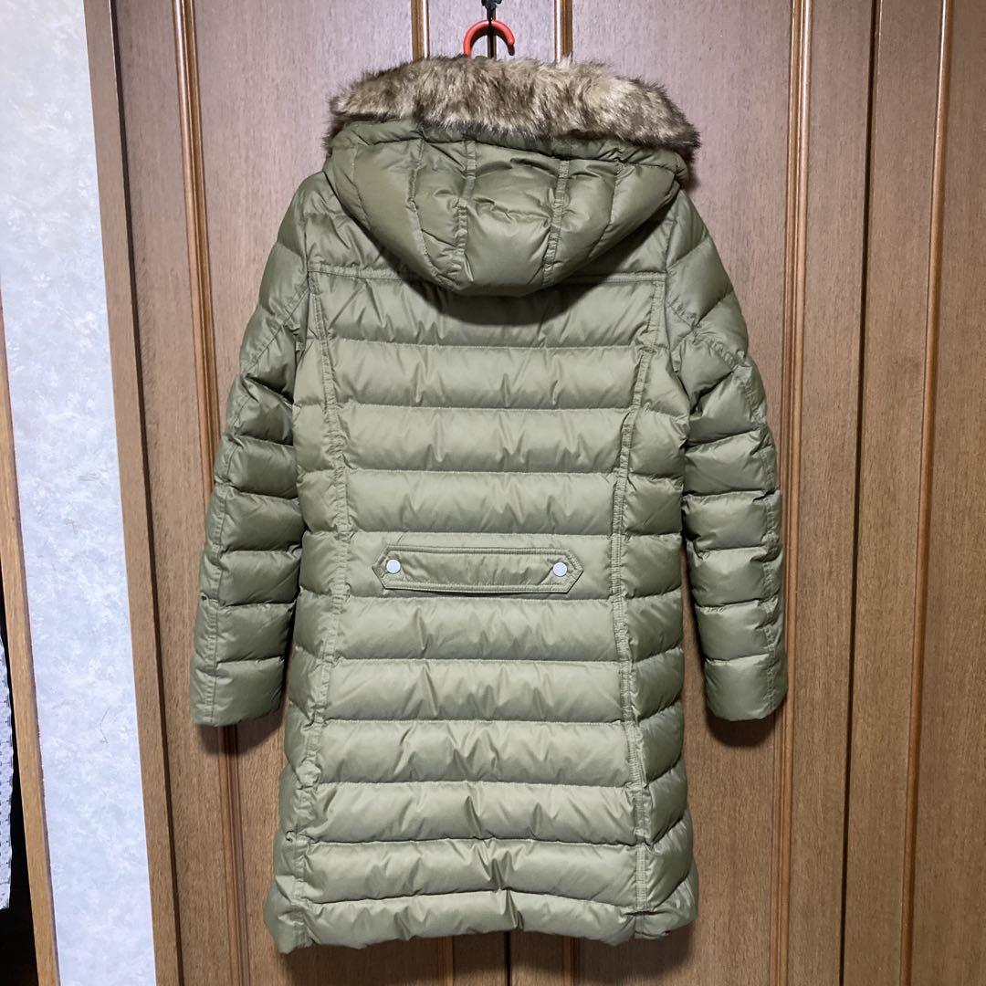 TOMMY HILFIGER オリーブグリーン ファー付きロングダウンジャケット