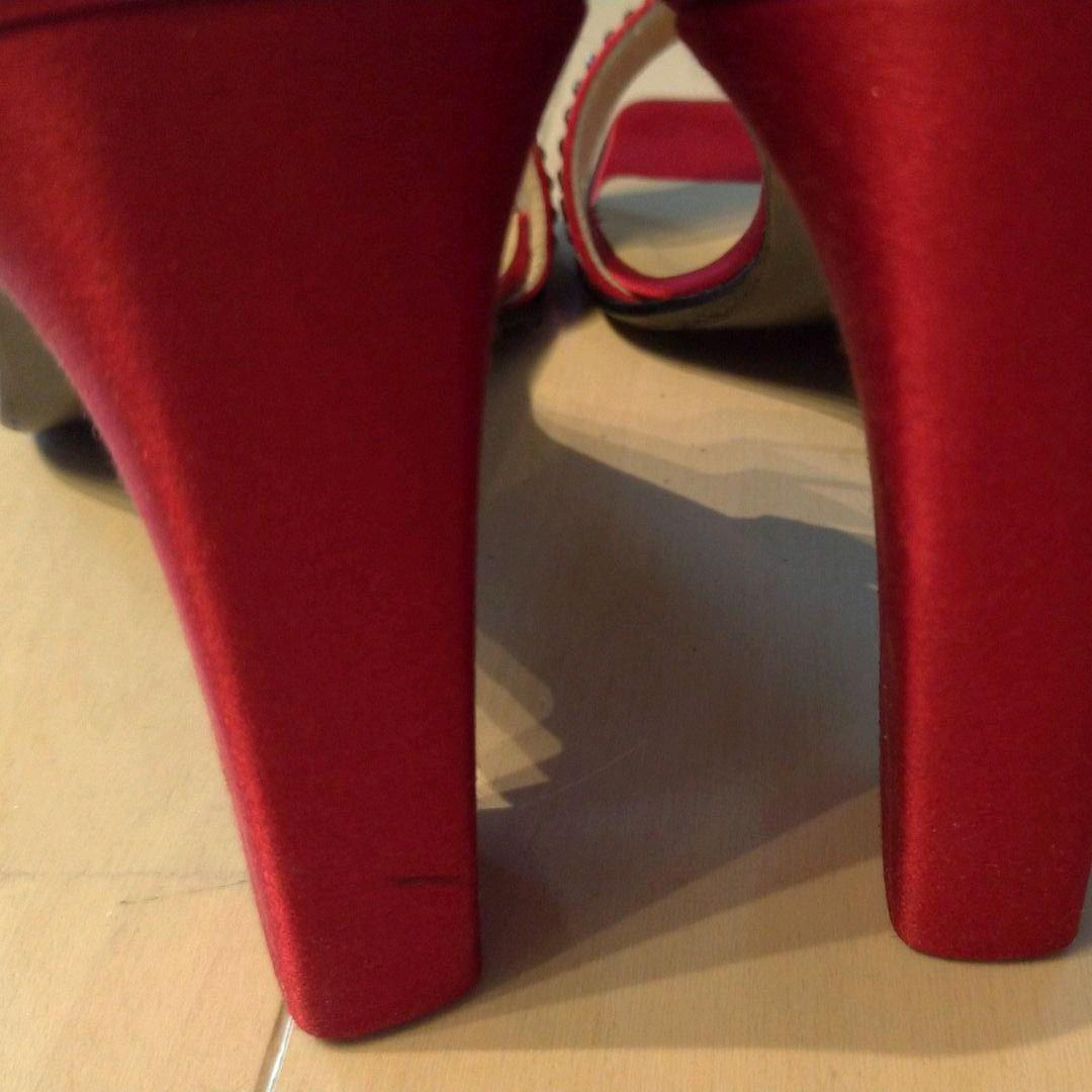 新品セリーヌCELINEサンダルパンプスシルクサテンビジュー