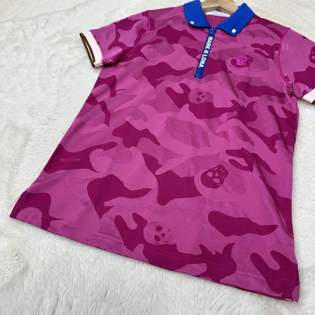 ✨美品✨MARK&LONA 迷彩 ピンク スカル柄 ポロシャツ 38 日本製