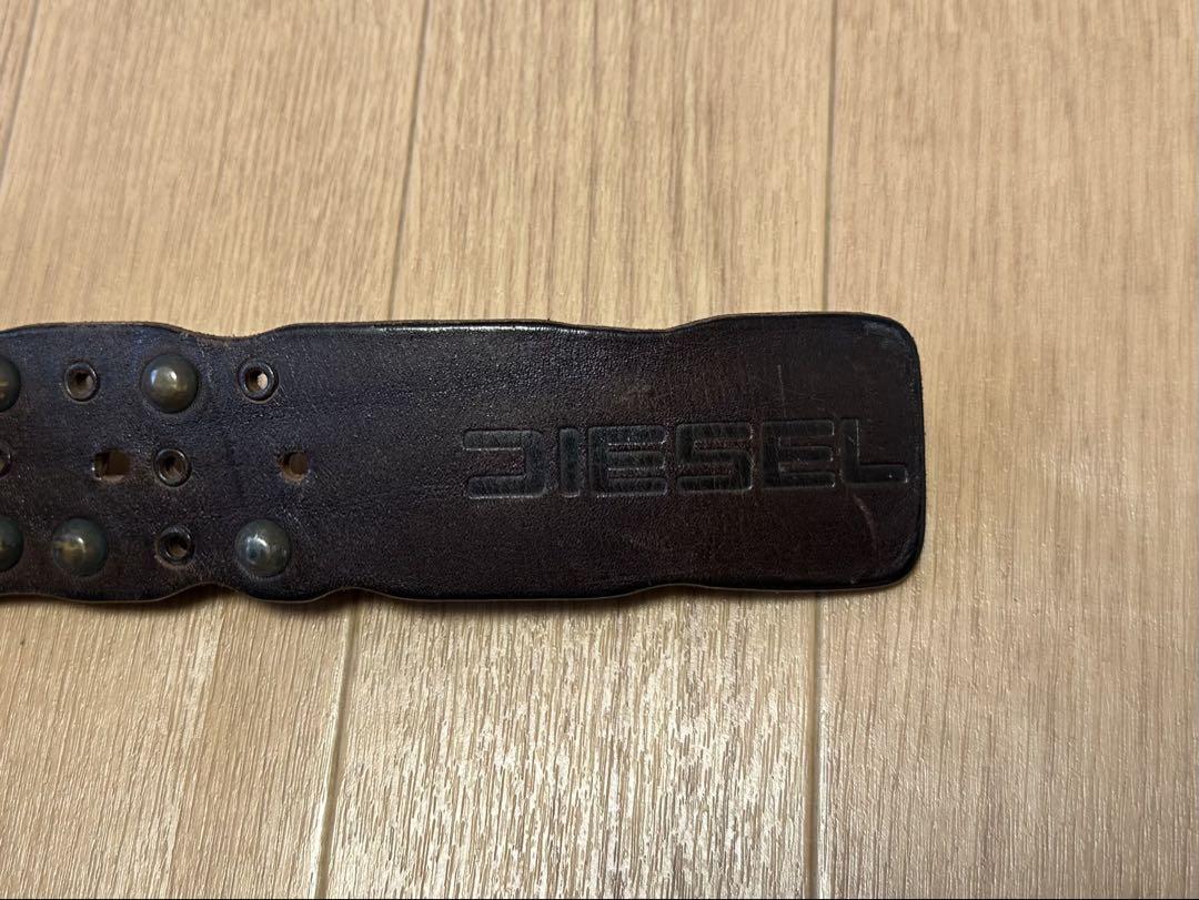 DIESEL スタッズ付きレザーベルト 85