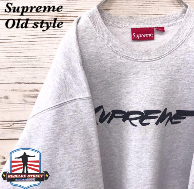 《希少》シュプリーム  supreme☆スウェット L デカロゴ ライトグレー