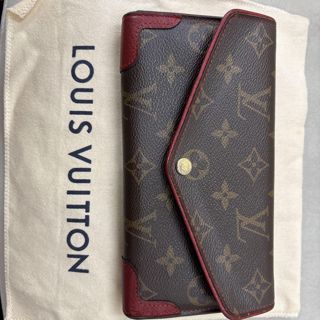 Louis Vuitton モノグラム 長財布 ブラウン/レッド Louis Vuitton モノグラム 長財布 ブラウン/レッド