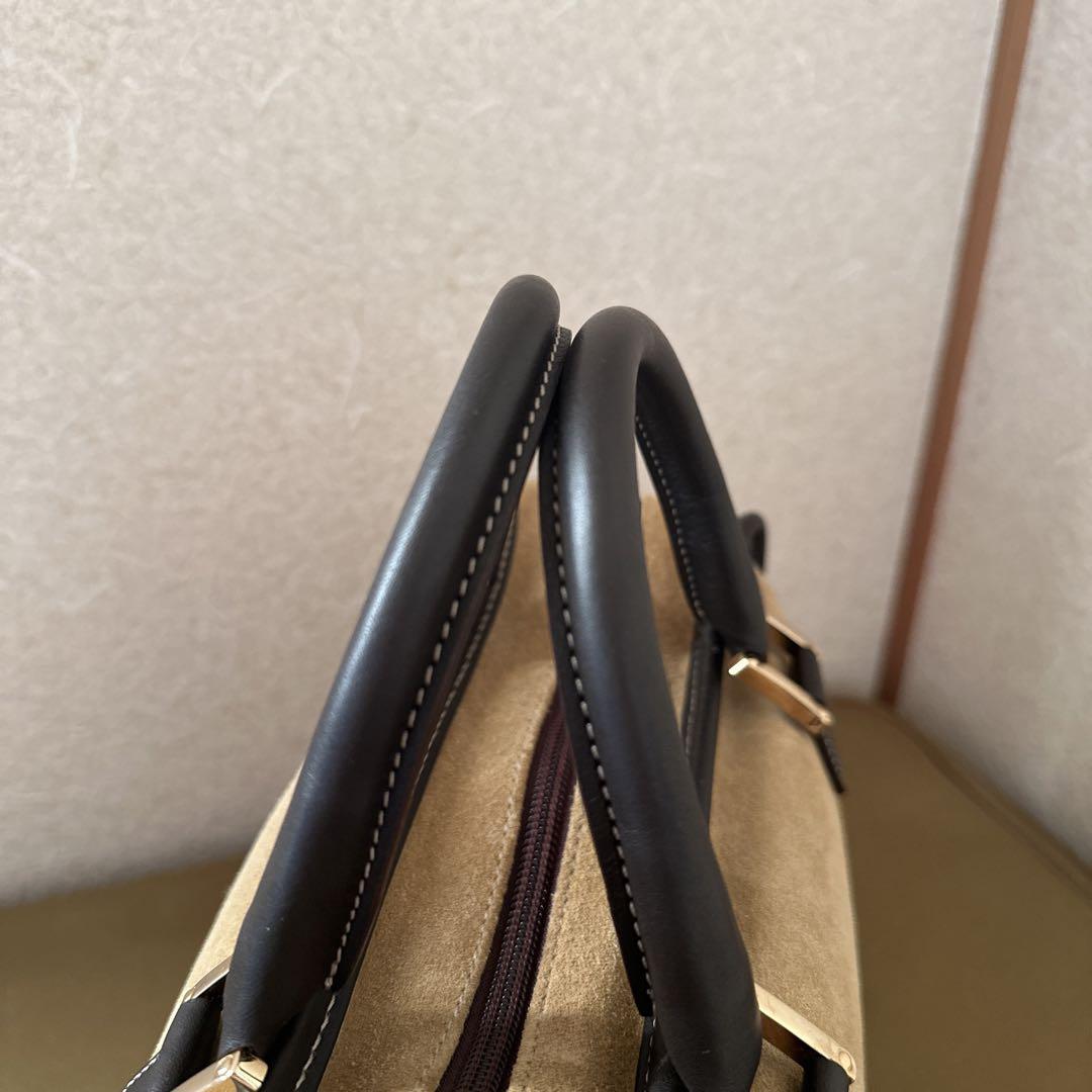 ロエベLoeweアマソナ28 ハンドバッグ　スウェード　ベージュ　ブラウン