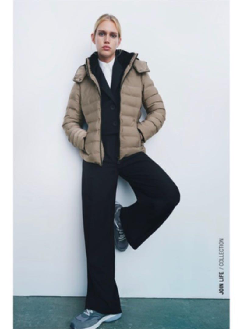 超特価在庫 新品未使用 ダウン風コート ベージュ9号 AQIHy-m94776755088 ZARA 在庫人気