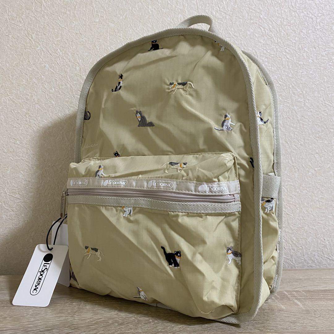 新品 レスポートサック 猫柄 刺繍 リュック バックパック A4