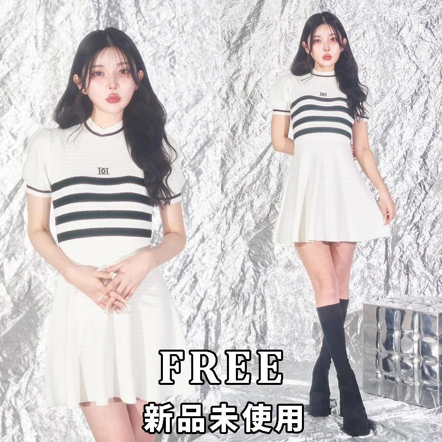 ダーリッチ ボーダーニットフレアミニワンピース WHT FREE 春夏新作 ダーリッチ ボーダーニットフレアミニワンピース WHT FREE 春夏新作