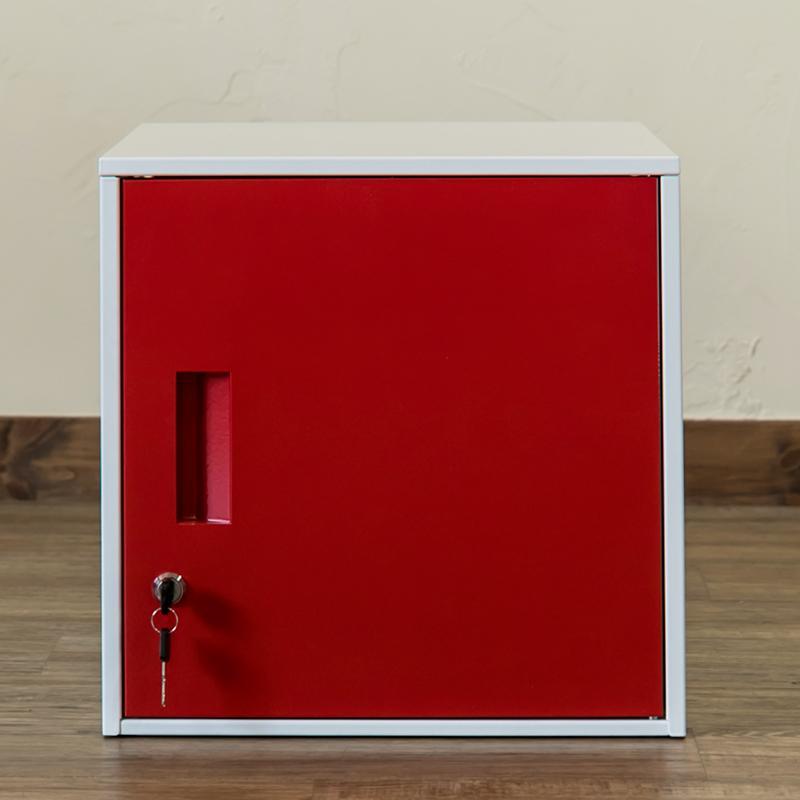 ロッカー 収納 金庫 鍵付き キューブBOX / 新品未使用（レッド）