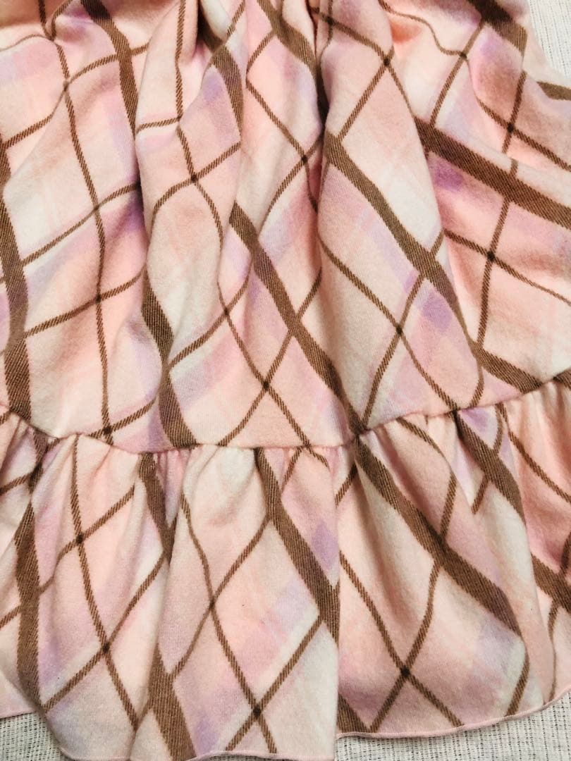 LIZLISAピンクチェックワンピース 編み上げリボン、起毛 もこもこ 秋冬 LIZLISAピンクチェックワンピース 編み上げリボン、起毛 もこもこ 秋冬