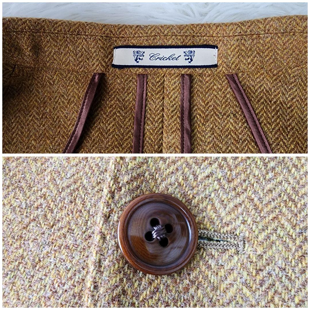 【美品/MOON生地】クリケット テーラードジャケット ヘリンボーン柄 キャメル
