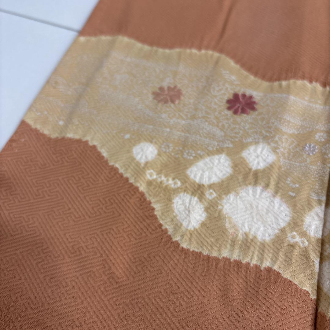 刺繍 絞り 露芝 紋無し 素敵なデザイン 付下げ 訪問着 正絹 AK
