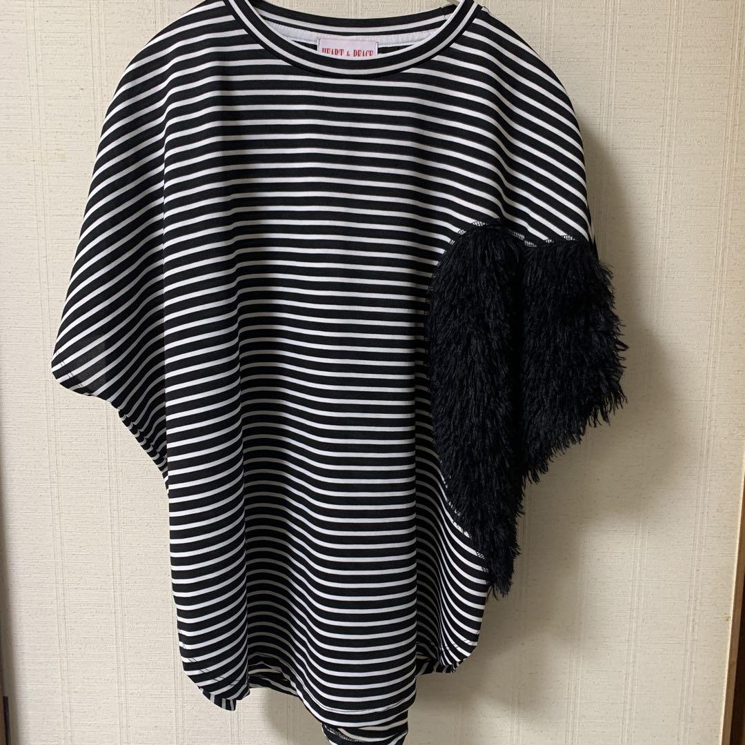 タグ付き新品★マルゴーヴィンテージ★　ハートフリンジTシャツ　ボーダー e1880ab7edf0ada29f00691e349d82