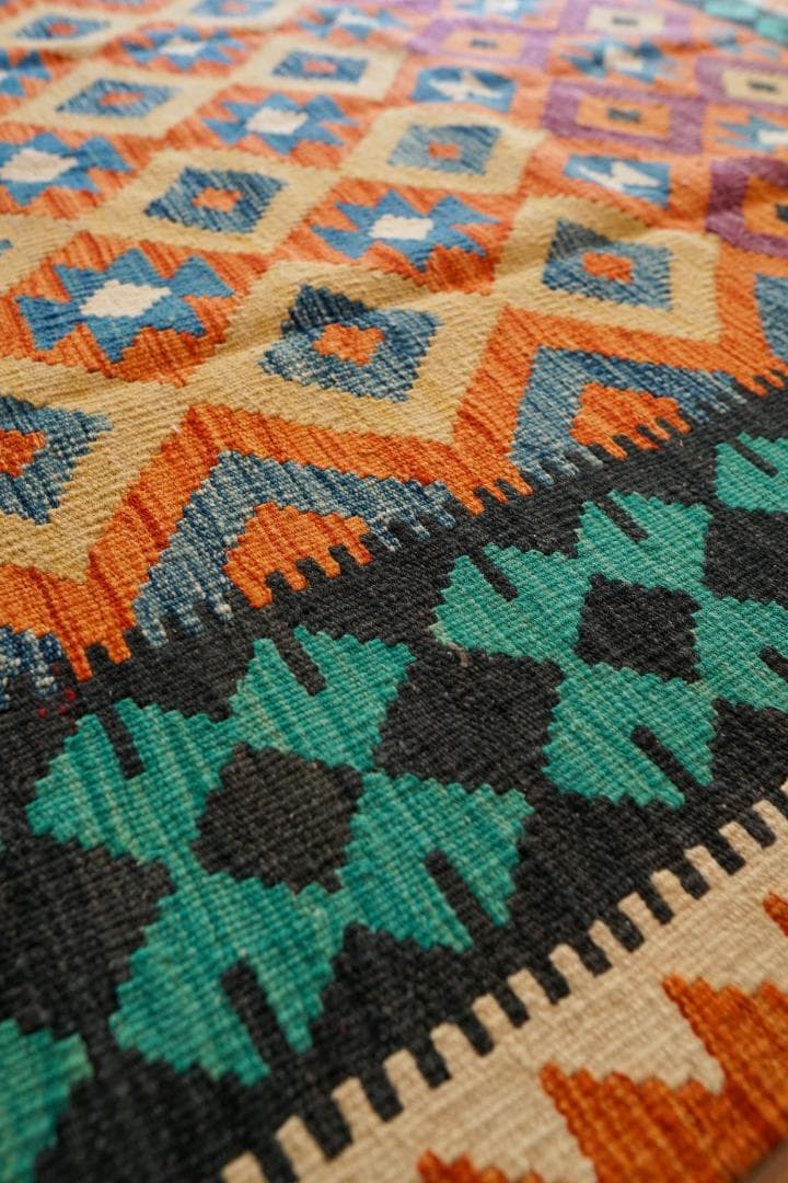 189×161cm アフガニスタン 手織りキリム トライバルラグ