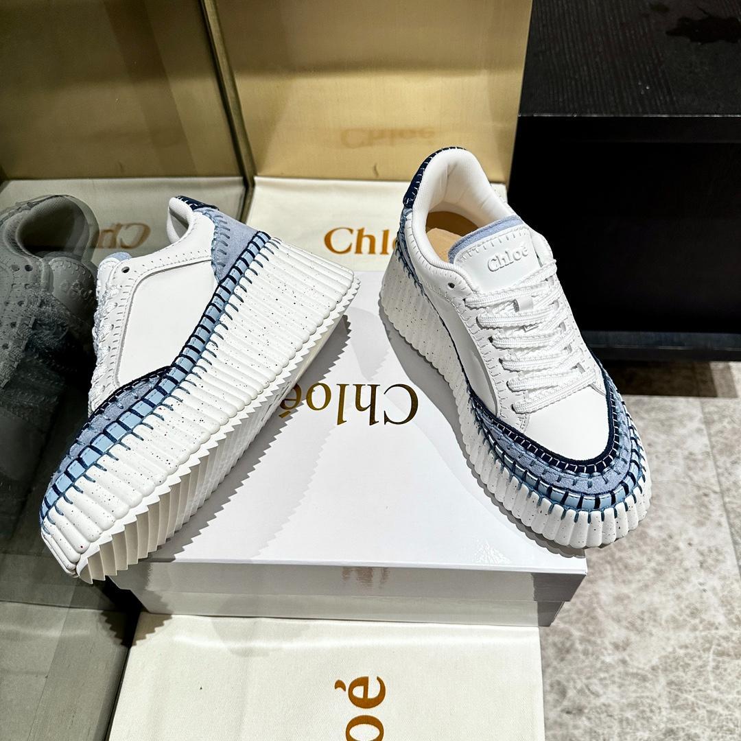 Chloé ホワイト/ブルー 厚底スニーカー24CM