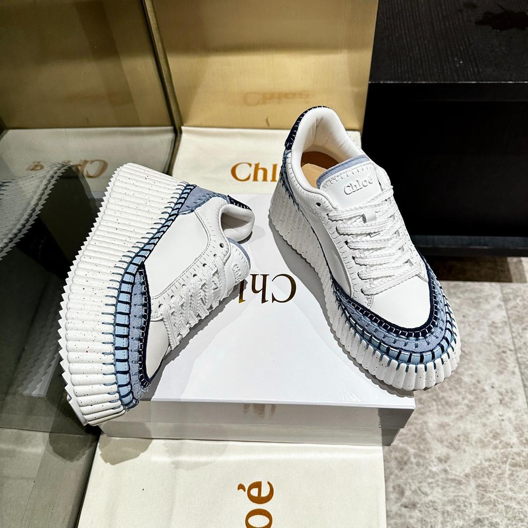 Chloé ホワイト/ブルー 厚底スニーカー24CM