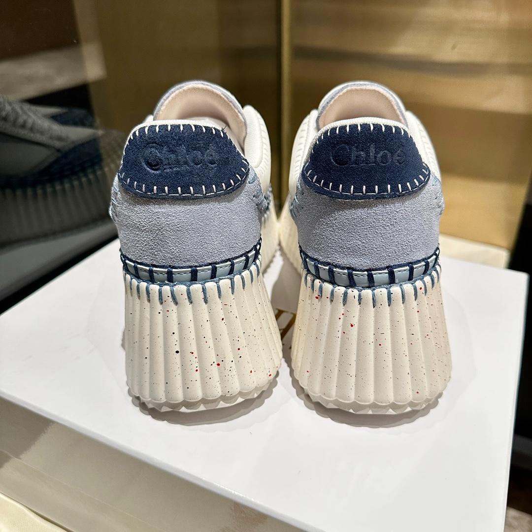 Chloé ホワイト/ブルー 厚底スニーカー24CM