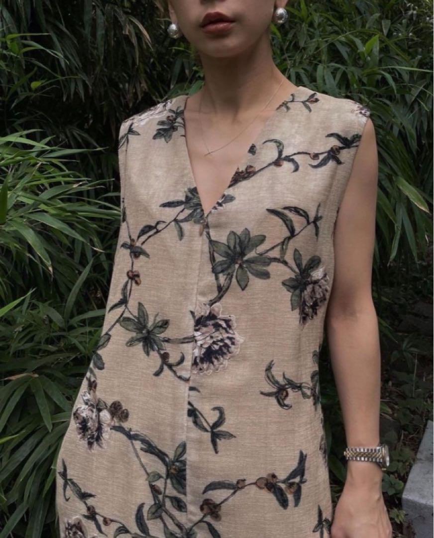 【美品】フラワーリネン刺繍dress 画像2