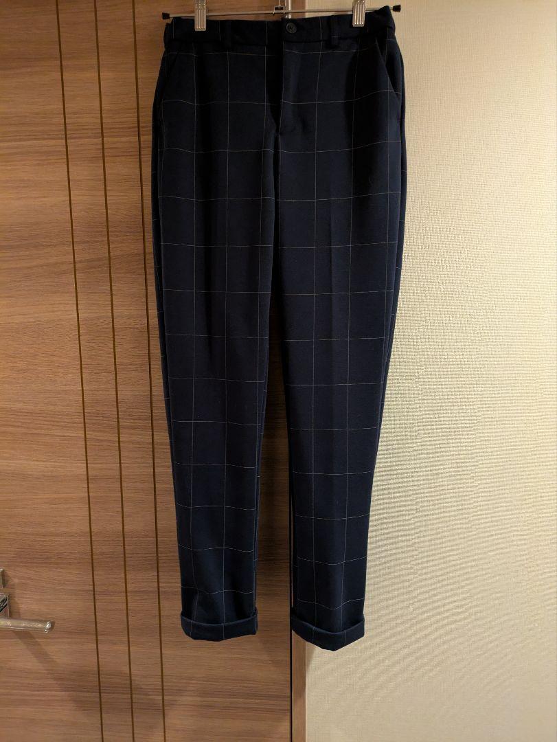 ZARA ネイビー チェック柄 ダブルブレスト スーツジャケット