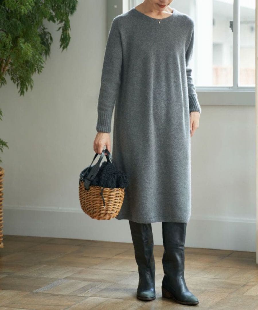 新品未使用 Chiffon Knit Dress soutiencollar 新品未使用 Chiffon Knit Dress soutiencollar