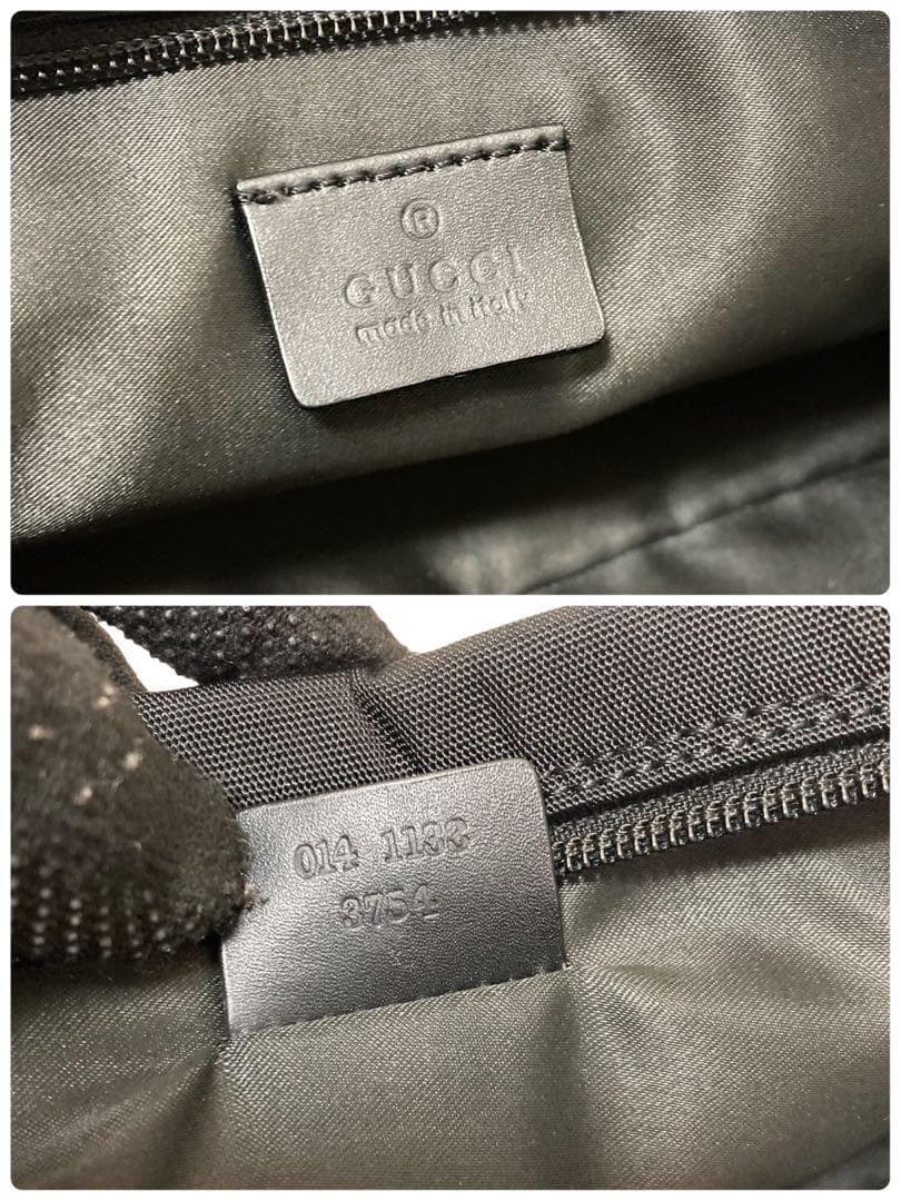 【美品】グッチ ハンド クラッチ セカンドバッグ ナイロン　レザー　黒　男女兼用