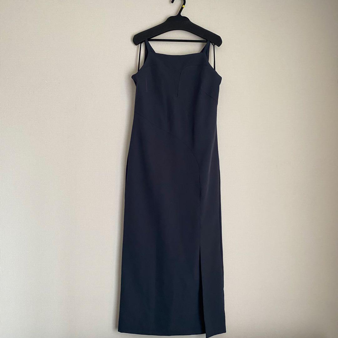 【美品】ANDRESED cutting curve dress チャコールS