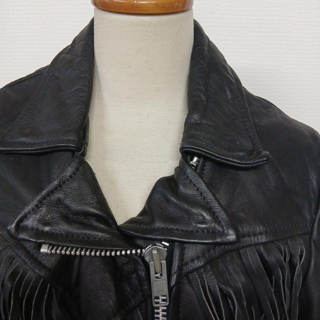 FIRST フリンジ レザージャケット 中綿キルティング黒 - メルカリ